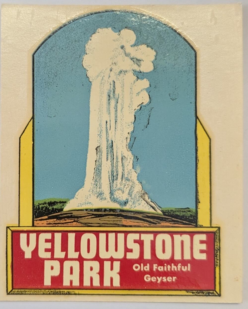 Vintage Yellowstone Park Old Faithful Geyser Water Decal Unused Travel